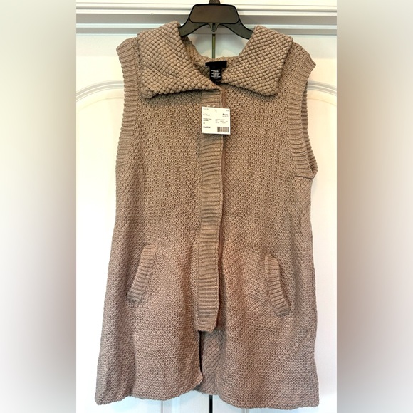 Apostrophe Sweaters - Apostrophe Misses Oatmeal Snap Button Sweater Dress Cardigan Size XL NWT